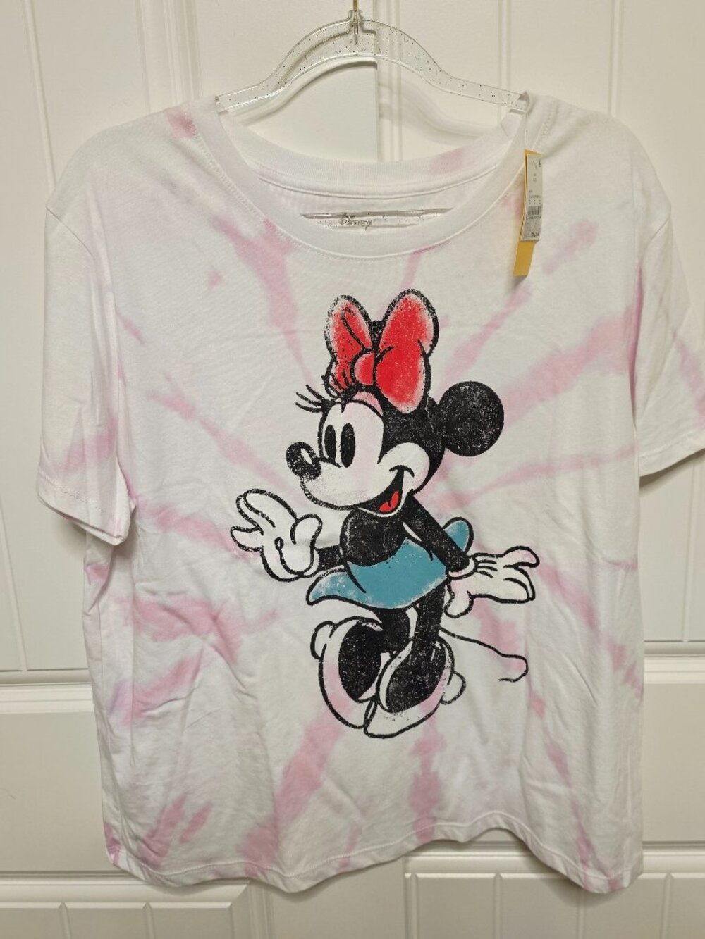 Disney Women's Size XXL Minnie Mouse Tee T-Shirt White and Pink Tie Dye NWT